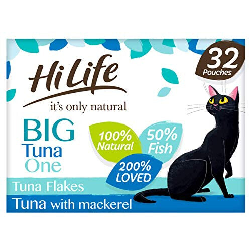 HiLife it's only natural - Complete Wet Cat Food - The Big Tuna One in Jelly - 100% Natural Ingredients Grain Free, 32 Pouches x 70g