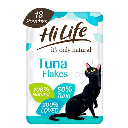 HiLife it's only natural - Complete Wet Cat Food - Tuna Flakes - 100% Natural Ingredients Grain Free, 18 Pouches x 70g