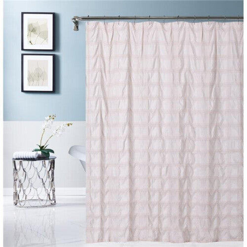 HomeRoots 399716 72 x 70 x 1 in. Pale Pink Modern Striped Crinkle Shower Curtain