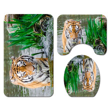 Honana 4PCS Bathroom Waterproof Shower Curtain Animal Tiger Pattern Bath Mat Toilet Seat Cover Pedestal Rug Bathroom Decor