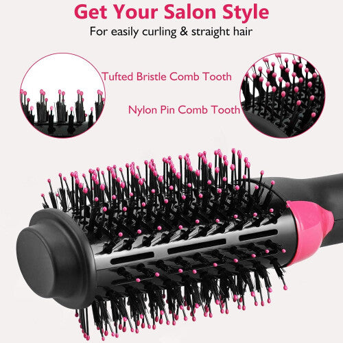 Hot air brush styler and hair dryer, negative ion blowing brush for straightening and curling women