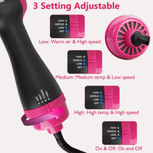 Hot air brush styler and hair dryer, negative ion blowing brush for straightening and curling women