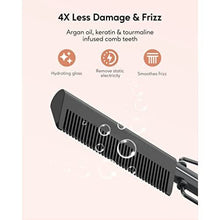 Hot Comb Electric by Teviiix, Hot Comb for Wigs, Afro Hair & Beard, Anti-Scald Straightening Comb with Keratin & Argan Oil Infused Teeth, Tempera