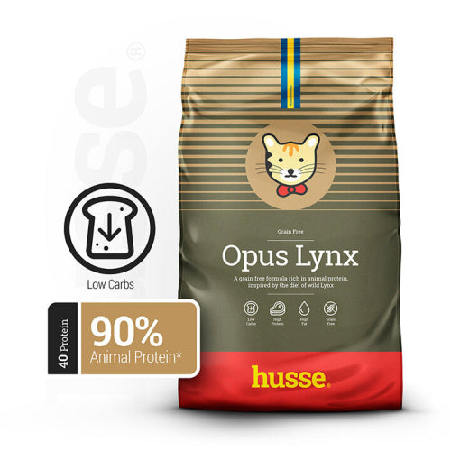 Husse Natural Complete Adult Delicious Dry Cat Food Chicken & Salmon Grain Free Gluten Free High Protein Low Carbohydrate - Opus Lynx 2kg