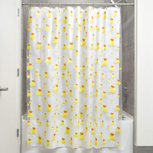 iDesign PEVA Plastic Ducks Shower Curtain  PVCFree Waterproof Liner for Kids  Guest  College Dorm  Master Bathroom  Polyethyle