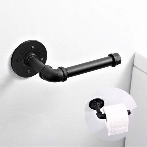 Industrial Rustic Toilet Paper Roll Holder Iron Wall Mounted Pipe