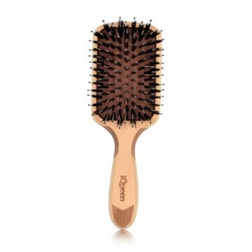 IQueen Classic Wood Small Paddle Porcupine Cushion Hair Brush 60x180mm