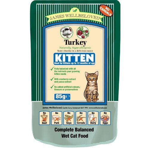 James Wellbeloved Kitten Food Turkey Pouch 12 x 85 g