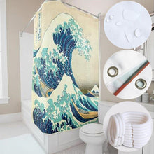 Japanese Painting Great Wave Off Kanagawa Waterproof Shower Curtain With Hooks