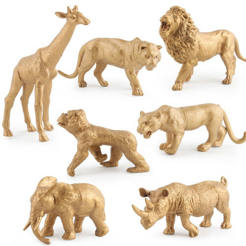 JJBRDZ 7 Piece/Set Static Gold Edition Simulation Zoo Model Toys Decoration