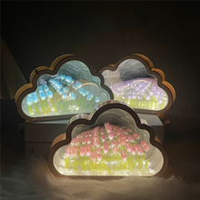 JJBRDZ Cloud Tulip Mirror Night Light, LED Table Lights,Purple