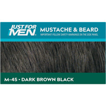 Just For Men Moustache & Beard M45 - Dark Brown Black Dye, Eliminates Grey For a Thicker & Fuller Look With An Applicator Brush Included  M45