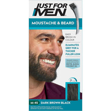 Just For Men Moustache & Beard M45 - Dark Brown Black Dye, Eliminates Grey For a Thicker & Fuller Look With An Applicator Brush Included  M45