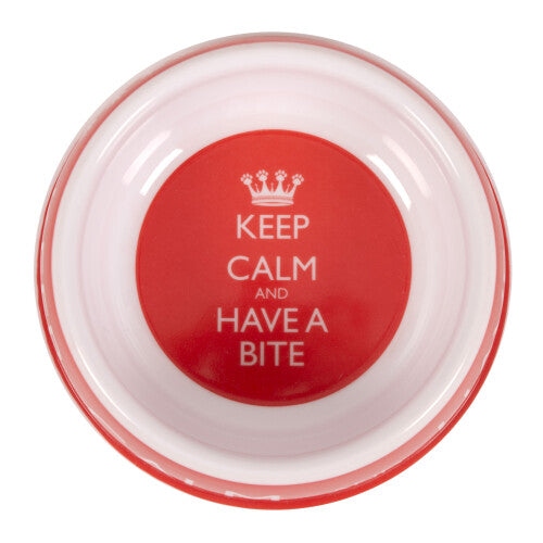 Keep Calm Melamine Pet Dog Bowl Feeding Dish Red & White