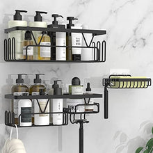 Kegii Shower Caddy, Bathroom Shelf Organiser No Drilling, Adhesive Shower Storage Rack with Soap Razor Holder, Bathroom Accessories, Black,