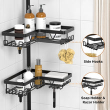 Kegii Telescopic Shower Caddy Corner Shower Shelf Bathroom Corner Storage Black