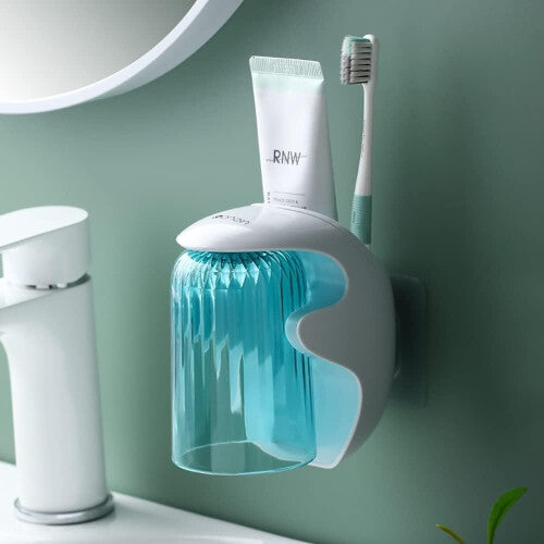 Kids Bathroom Toothbrush Holder, Wall Mounted Shower Toothbrush Cup Bathroom Accessories (Blue)