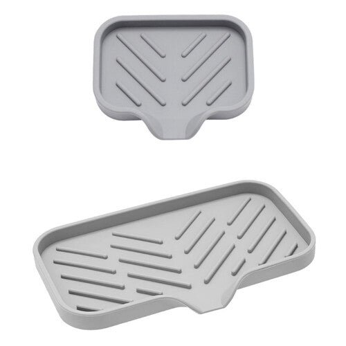 Kitchen Soap Tray,Kitchen Sink Tray Sponge Tray Kitchen Sponge Holder Self Draining Silicone Soap Holder for Bath Room