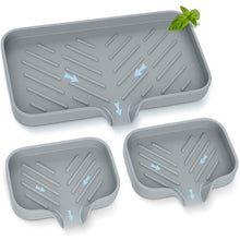 Kitchen Soap Tray,Kitchen Sink Tray Sponge Tray Kitchen Sponge Holder Self Draining Silicone Soap Holder for Bathroom