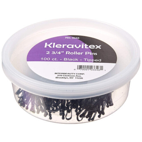 Kleravitex 2.75"" BLACK Jumbo Bobby Hair Pins - Black Tipped Flat Styl