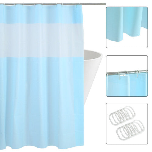 (KS-6) Print Shower Curtain Waterproof Fabric PEVA Anti-Mould Opaque with Shower Curtain Rings 180x180cm