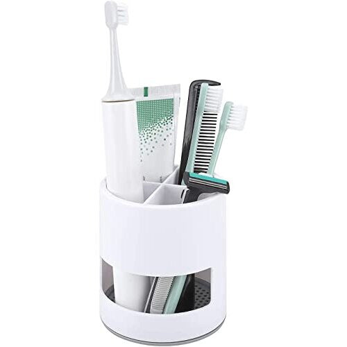 Lakifmo Toothbrush Holder, Ventilated Mould-Proof Toothbrush Caddy, Tough Small Toothbrush Pot Stand for Easy Bathroom Storage, White