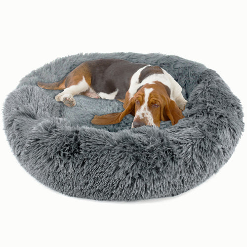 Large Dog Bed Fluffy Donut Cushion in Grey Actiaspet