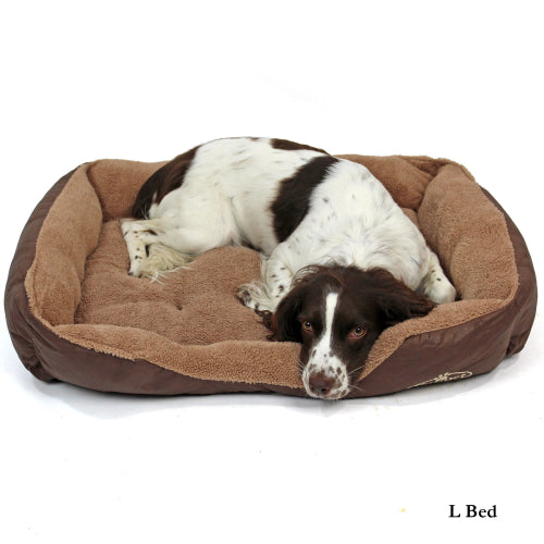 Large Dog Bed in Faux Leather Fur Fleece Easipet