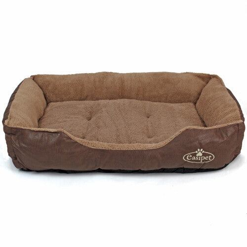 Large Dog Bed in Faux Leather Fur Fleece Easipet