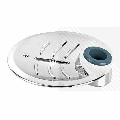 Large Round Soap Dish with Drainge Holes in Chrome (for 25mm Shower Riser Rails)