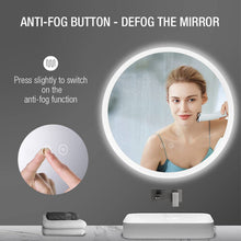 LED Bathroom Round Mirror Anti-fog Touch Warm Light