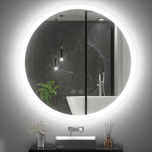 LED Bathroom Round Mirror Anti-fog Touch Warm Light