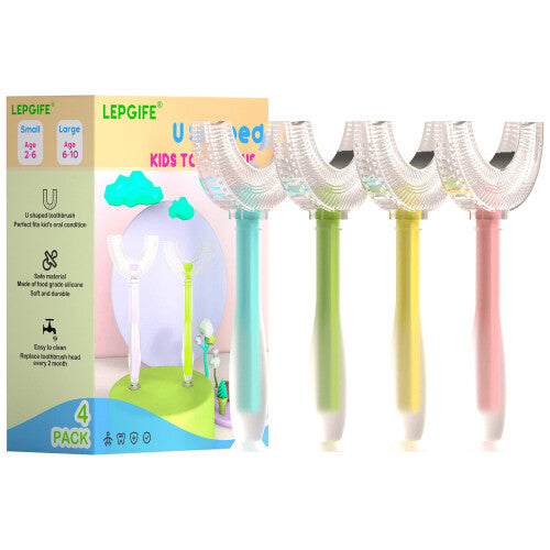 LEPGIFE U Shaped Kids Toothbrush 4 Pack  Fanttmon U-Type Whole Mouth T