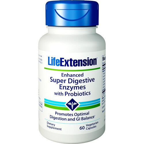 Life Extension Enhanced Super Digestive Enzymes with Probiotics, 60 Vegetarian Capsules