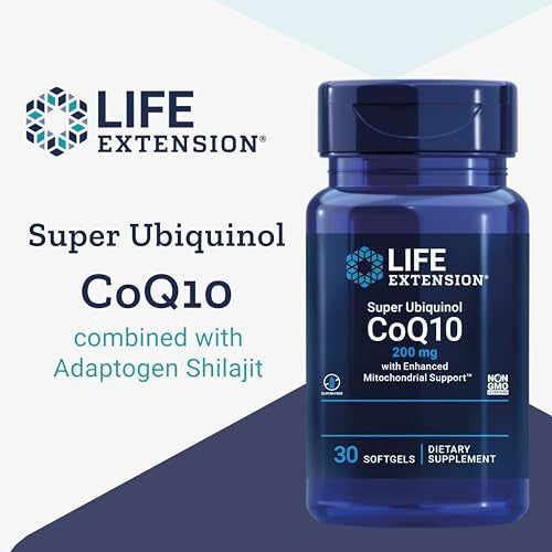 Life Extension, Super Ubiquinol, 200mg, Kaneka-Q10 with Shilajit, 30 Softgels, Lab Tested, Gluten Free, SOYA Free, Non-GMO