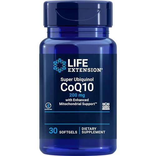 Life Extension, Super Ubiquinol, 200mg, Kaneka-Q10 with Shilajit, 30 Softgels, Lab Tested, Gluten Free, SOYA Free, Non-GMO