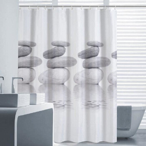 Lifewit Printed Pebble Shower Curtain Waterproof Bathroom Curtain with 12 Rings Hooks 180 * 180cm Gray F0D4D2