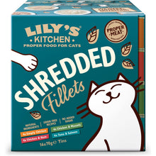 Lily's Kitchen Shredded Fillets Multipack Grain Free Natural Adult Wet Cat Food Chicken Chicken & Mussels Chicken & Ham Tuna & Salmon(16 Tins x 70 g)