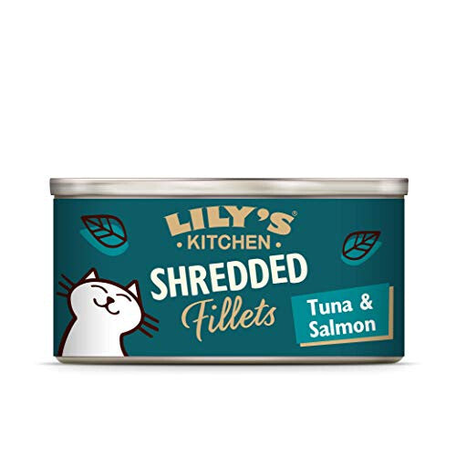 Lily's Kitchen Shredded Fillets with Tuna and Salmon - Grain Free Adult Wet Cat Food (24 Tins x 70 g)