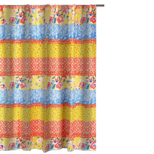 Lio 72 x 72 Inch Shower Curtain  Ruffled Rows  Bohemian Multicolor