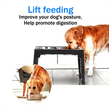 LLhappy-Elevated Dog Bowls with 2 Stainless Steel Food Bowls, Adjusts to 5 Height for Small and Big Dogs, Black