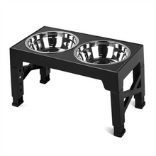 LLhappy-Elevated Dog Bowls with 2 Stainless Steel Food Bowls, Adjusts to 5 Height for Small and Big Dogs, Black