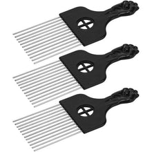 LUTER 3 Pack Afro Comb Hair Metal Pick Hairdressing Wig Braid Styling Tool Metal Combs for Women and Men Black