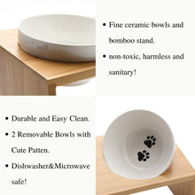 LVTUBANLV Pet Elevated Dog and Cat Wooden Rack Pet Feeder, Raised Stand Comes with Two Ceramic