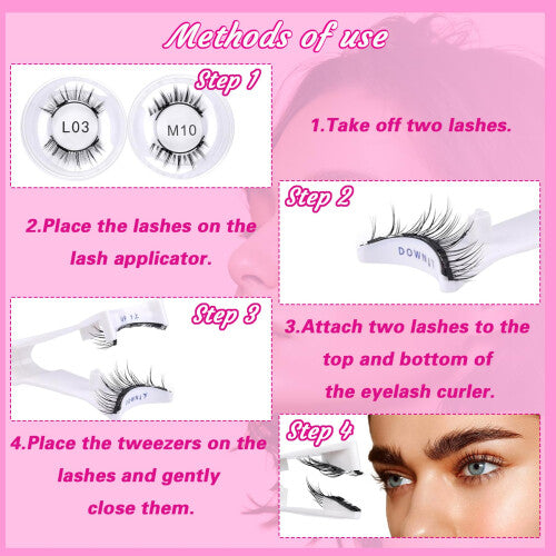 Magnetic Eyelashes Natural Look, No Glue Needed, False Wispy Magnetic Eyelashes with Applicator Without Eyeliner, Beginner Friendly, Reusable & Strong