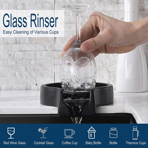 Matte Black Glass Rinser for Kitchen Sink,Suitable for Kitchen Cups, Baby Bottle Cleaning, Kitchen Sink Accessories, Bar Glass Washer