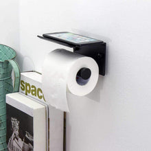 (Matte Silver) Metal Toilet Paper Holder With Shelf Bathroom Storage