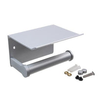 (Matte Silver) Metal Toilet Paper Holder With Shelf Bathroom Storage