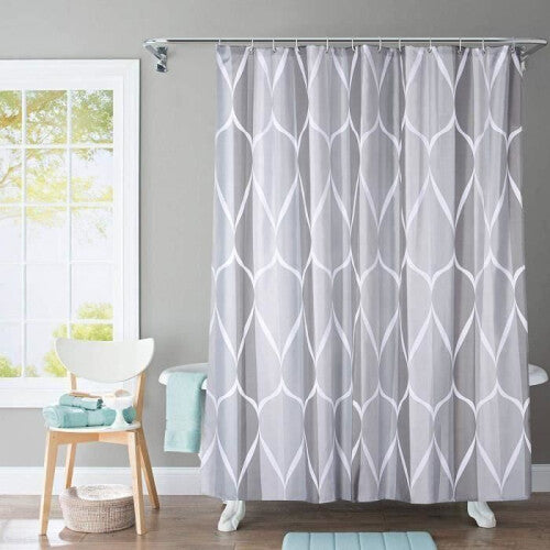 Mellifluous Waterproof Mildew Proof Polyester Shower Curtain 180*180cm with 12 Hooks (Grey) GZ8