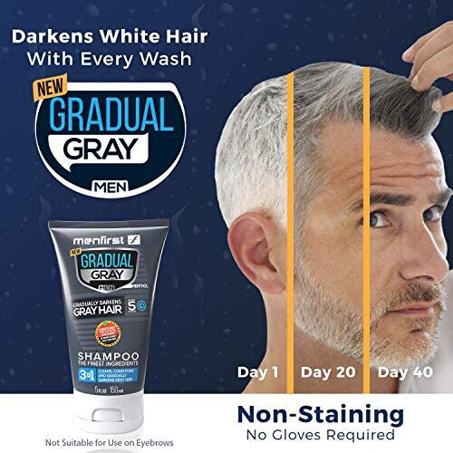 MENFIRST Gradual Gray 3-in-1 Grey Hair Reducing SHAMPOO For Men - Scalp Wash that Cleans, Darkens, Conditions, and Gradually Reduces Grey and White Ha